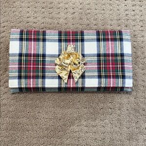 Garland bags Plaid fabric Clutch with large Gold Accent hardware
